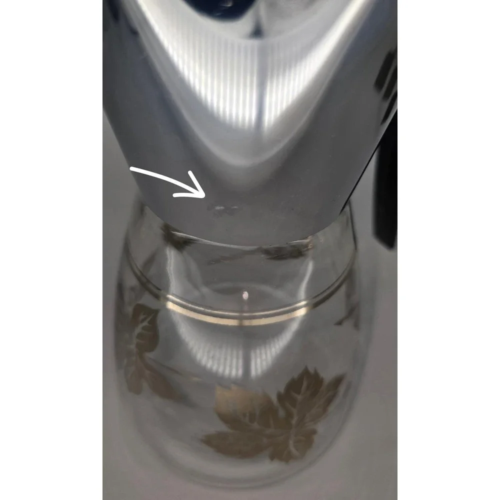 Vintage Colony‎ Silver Leaf Glass Coffee Carafe Heatproof MCM Server USA Chrome